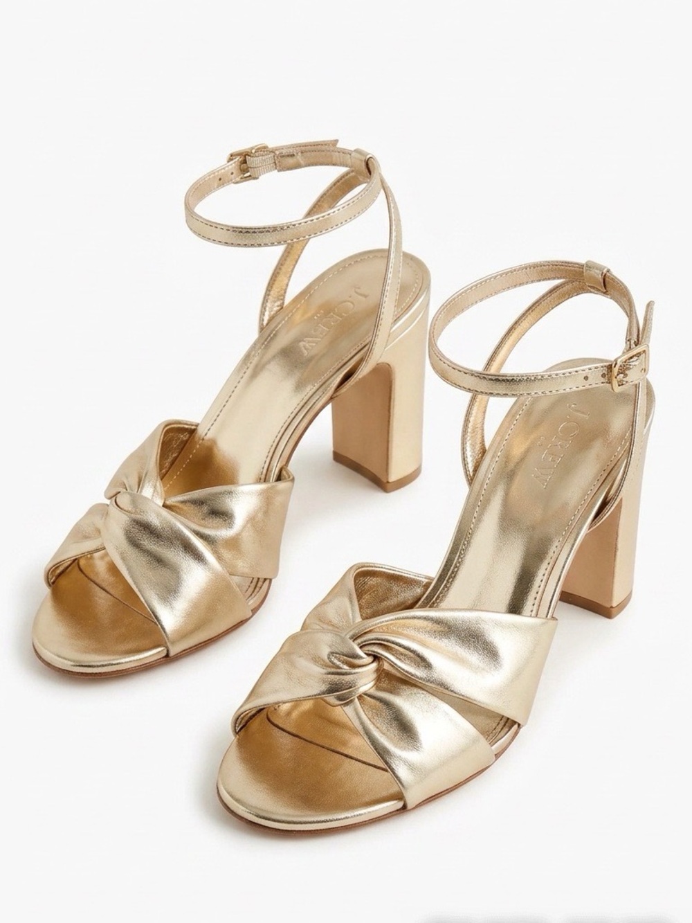 J.Crew Metallic Gold Knotted Block Heel Sandals - Size US 9.5